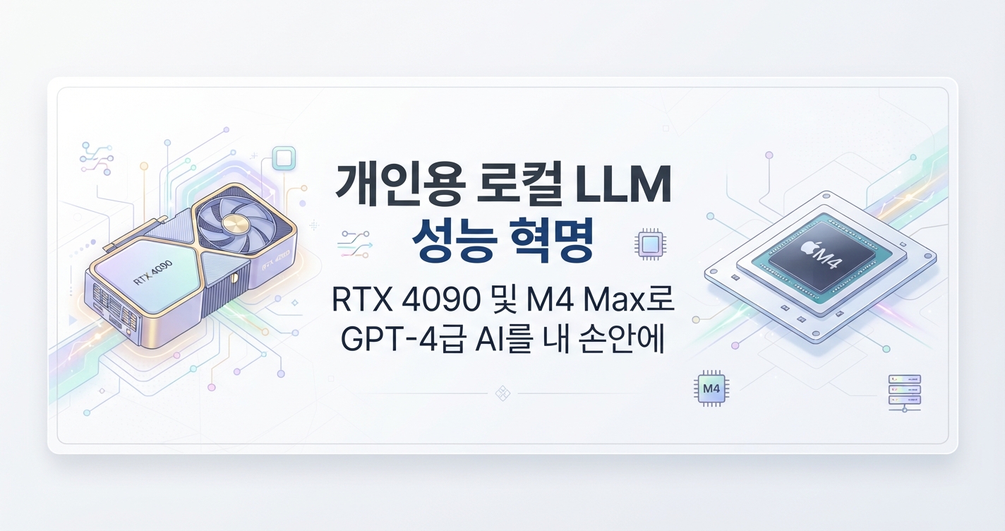 개인용 로컬 LLM 성능 혁명: RTX 4090 및 M4 Max로 GPT-4급 AI를 내 손안에